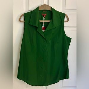 Talbots Irish Linen sleeveless top, size 12, Kelly Green, NWT.